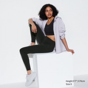 UNIQLO Airism Ultra Soft Leggings With Pockets Siyah | 610-XUDVSI