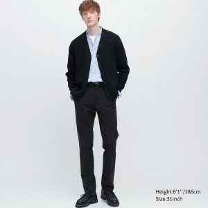 UNIQLO Airsense Ultra Light Cotton Like Trousers Long Siyah | 427-DXBLHU