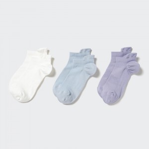 UNIQLO Ankle Sports Socks Three Pairs Beyaz | 623-JAMNQB