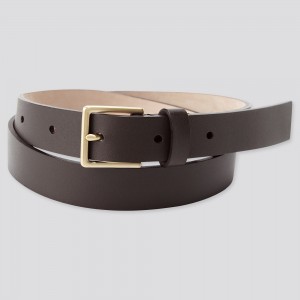 UNIQLO Belt 2021 Season Koyu Kahverengi | 634-GPBDLU