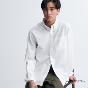 UNIQLO Extra Fine Cotton Broadcloth Regular FiT-Shirt Button Down Collar Beyaz | 462-AYJISL