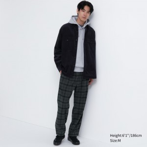 UNIQLO Flannel Easy Patterned Ankle Length Trousers Koyu | 097-ZCPYAS