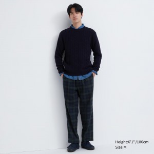 UNIQLO Flannel Easy Patterned Ankle Length Trousers Koyu Yeşil | 254-NXMYRQ