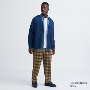 UNIQLO Flannel Easy Patterned Ankle Length Trousers Kahverengi | 019-XSNRKL