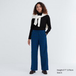 UNIQLO Flannel Trousers Mavi | 297-KNMVYE