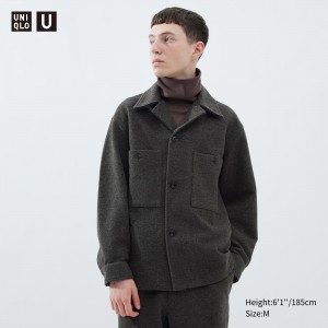 UNIQLO Fleece Jersey Overshirt Gray | 182-OTHGQD