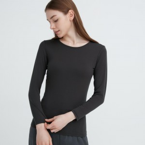 UNIQLO Heattech Crew Neck Long Sleeved Thermal Top Koyu | 128-CRKNDM