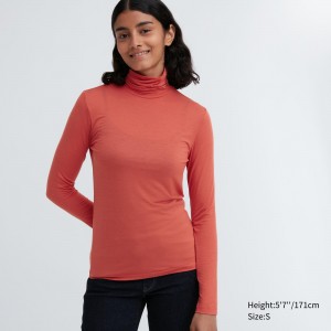 UNIQLO Heattech Ultra Light Turtleneck Long Sleeved Thermal Top Turuncu | 790-ELWVAP