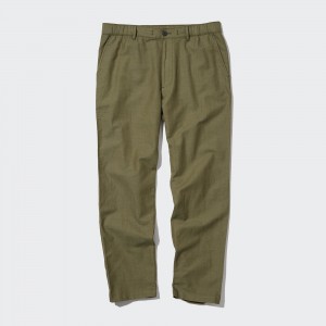 UNIQLO Linen Blend Relaxed Fit Trousers Zeytin Yeşili | 208-ERYDQN