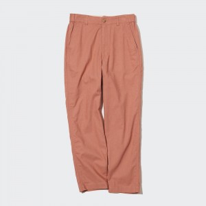 UNIQLO Linen Cotton Tapered Trousers Kahverengi | 562-PVRLTK