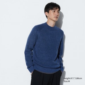 UNIQLO Middle Gauge Knit Mock Neck Jumper Mavi | 286-WVCYFK