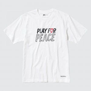 UNIQLO Peace For All Graphic T-Shirt Kei Nishikori Beyaz | 429-DEXRWV