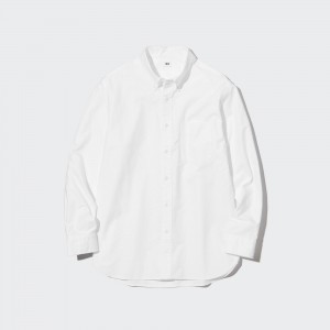 UNIQLO Regular Fit Oxford Shirt Button Down Collar Beyaz | 749-HYVIFN