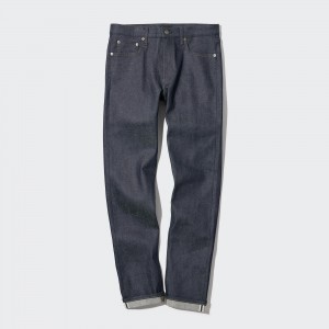 UNIQLO Selvedge Stretch Slim Fit Jeans Lacivert | 503-JAMLKD