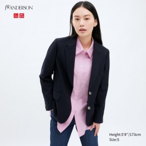 UNIQLO Single Breasted Jacket Lacivert | 170-MHTEJV