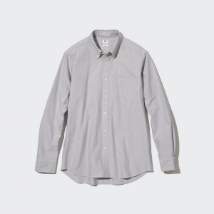 UNIQLO Slim Fit Oxford Shirt Gray | 238-PVAMCW