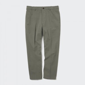 UNIQLO Smart Cotton Ankle Length Trousers Zeytin Yeşili | 490-WUDVGQ