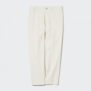 UNIQLO Smart Cotton Ankle Length Trousers Long Beyaz | 318-MNZQXH