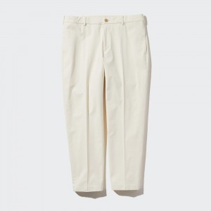 UNIQLO Smart Cotton Ankle Length Trousers Long Beyaz | 351-HJKLYU