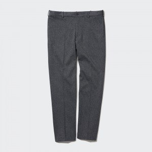 UNIQLO Smart Gun Club Checked Ankle Length Trousers Long Gray | 729-VAQXRI