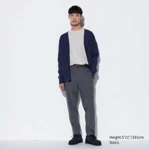 UNIQLO Smart Gunclub Checked Ankle Length Trousers Gray | 695-VFAKCM