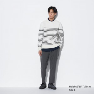 UNIQLO Smart Wool Like Ankle Length Trousers Gray | 479-KHZVRT