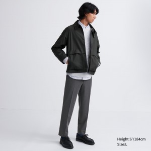 UNIQLO Smart Wool Like Ankle Length Trousers Gray | 174-EYWJZT