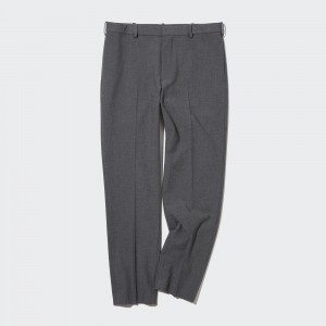 UNIQLO Smart Wool Like Ankle Length Trousers Long Gray | 630-CHOKQN