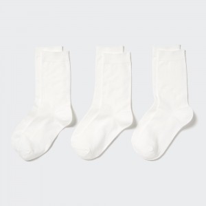 UNIQLO Socks Three Pairs Beyaz | 852-PYQUGV