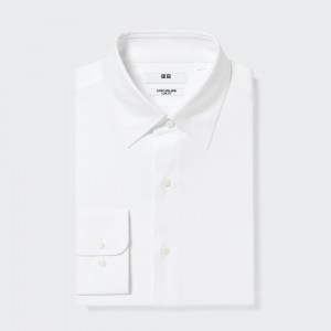 UNIQLO Super Non Iron Slim FiT-Shirt Regular Collar Beyaz | 823-KYILZH