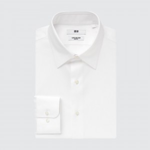 UNIQLO Super Non Iron Slim FiT-Shirt Regular Collar Beyaz | 849-JYWDBF