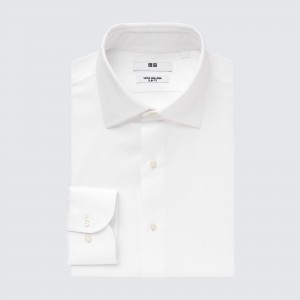 UNIQLO Super Non Iron Slim FiT-Shirt Semi Cutaway Collar Beyaz | 586-QCNOPG