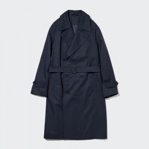 UNIQLO Trench Coat Lacivert | 673-NBJXWQ