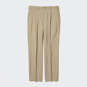 UNIQLO Two Way Stretch Pleated Tapered Fit Trousers Bej Rengi | 840-JKQEIT