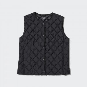 UNIQLO Warm Padded Quilted Vest Siyah | 658-PADQLX