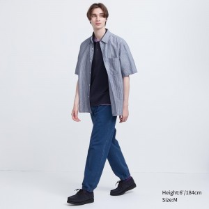 UNIQLO Washed Jersey Denim Look Joggers Mavi | 849-LKWJNM