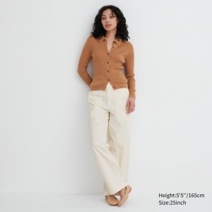 UNIQLO Wide Leg Baker Trousers Beyaz | 931-CNRLOA