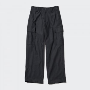 UNIQLO Wide Straight Leg Cargo Trousers Long Koyu | 107-ZKWYIP