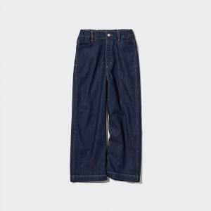 UNIQLO Wide Straight Leg Jeans Mavi | 870-DBJKZY