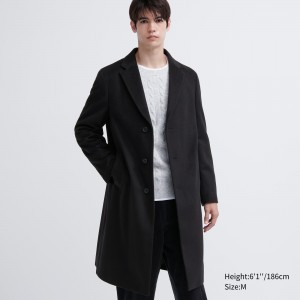 UNIQLO Wool Blend Chesterfield Coat Siyah | 427-WRXCJK