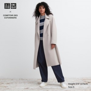 UNIQLO Wool Blend Wrap Coat Bej Rengi | 067-FAUPCW