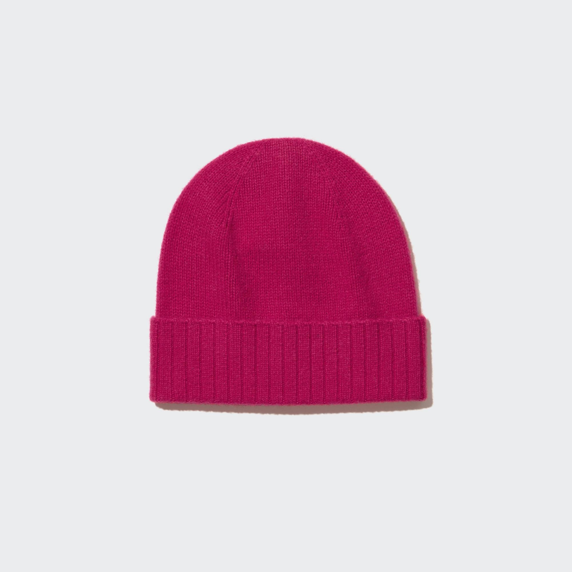 UNIQLO 100pct Cashmere Knitted Beanie Hat Pembe | 943-DKCEOP