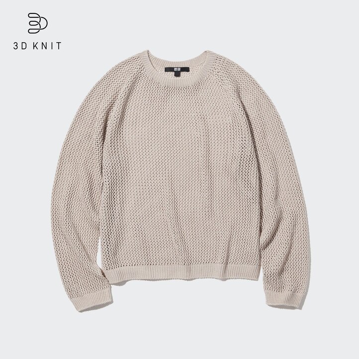 UNIQLO 3d Knit Seamless Mesh Crew Neck Jumper Beyaz | 857-MYVRWQ