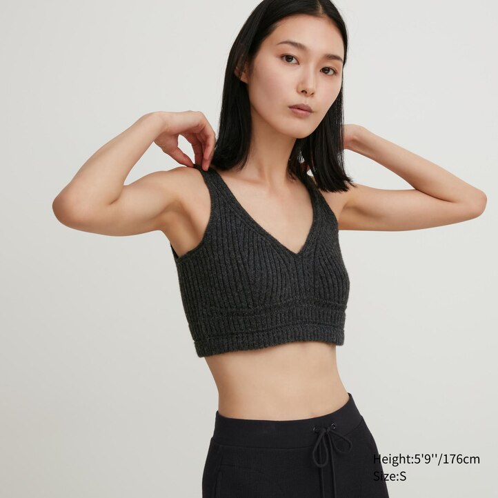 UNIQLO 3d Knit Seamless Ribbed Bra Koyu | 359-DJKZXO