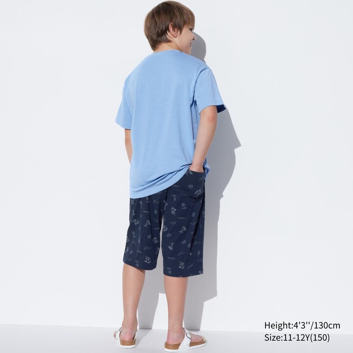 UNIQLO Airism Cotton Blend Beach Print Lounge Set Koyu | 139-NGYZWE