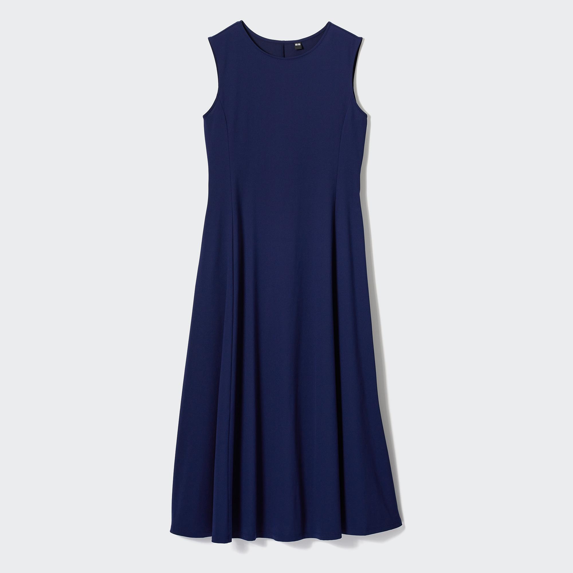 UNIQLO Airism Ultra Stretch Sleeveless Dress Lacivert | 654-TMVOJE