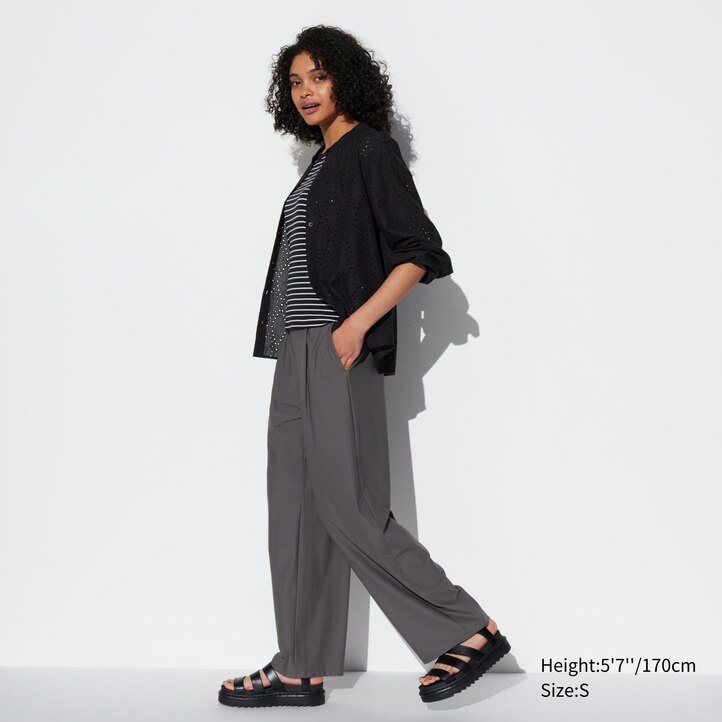 UNIQLO Airism Ultra Stretch Straight Wide Leg Trousers Bej Rengi | 169-WDIVTF