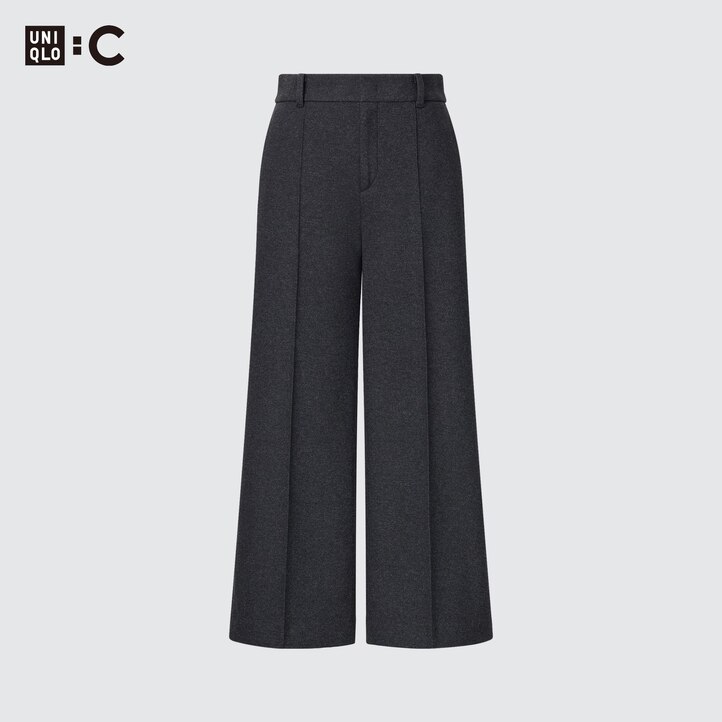 UNIQLO Brushed Jersey Cropped Fit Trousers Koyu | 475-GJEZVL