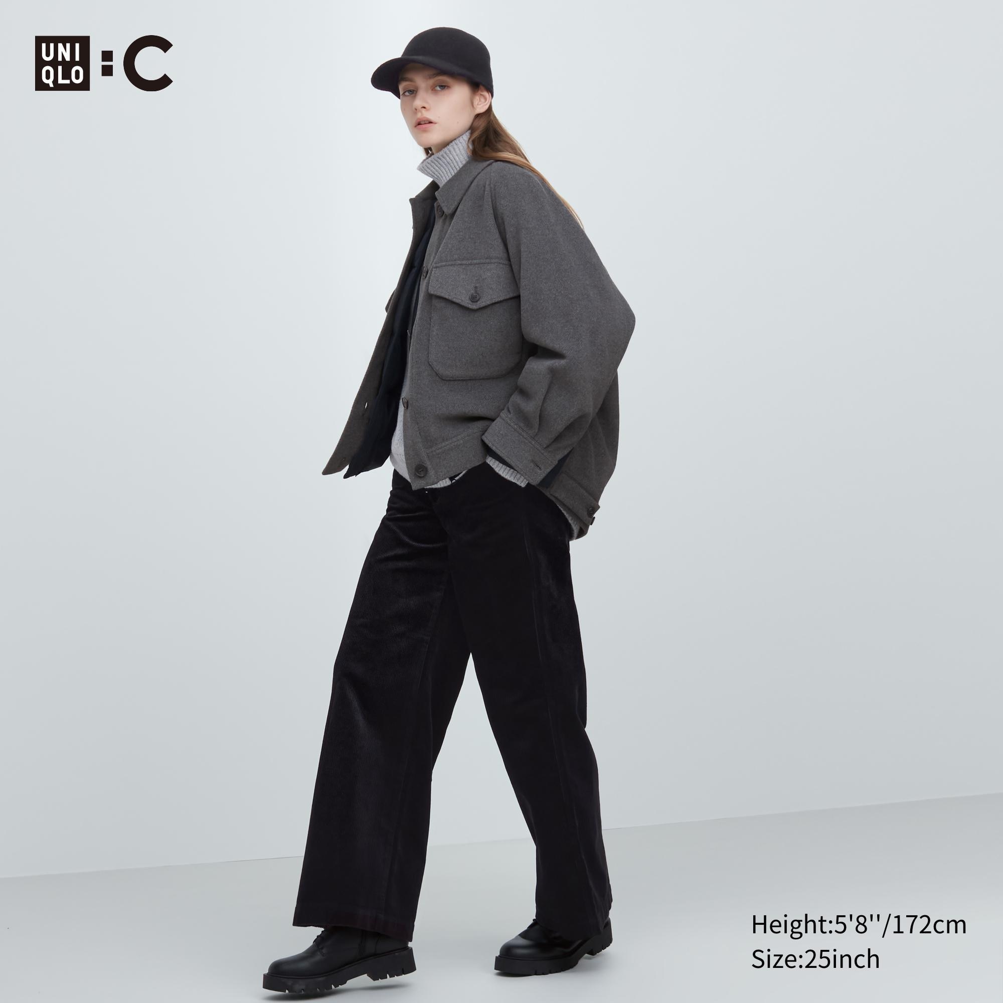 UNIQLO Corduroy Wide Leg Trousers Siyah | 385-MDCHZJ