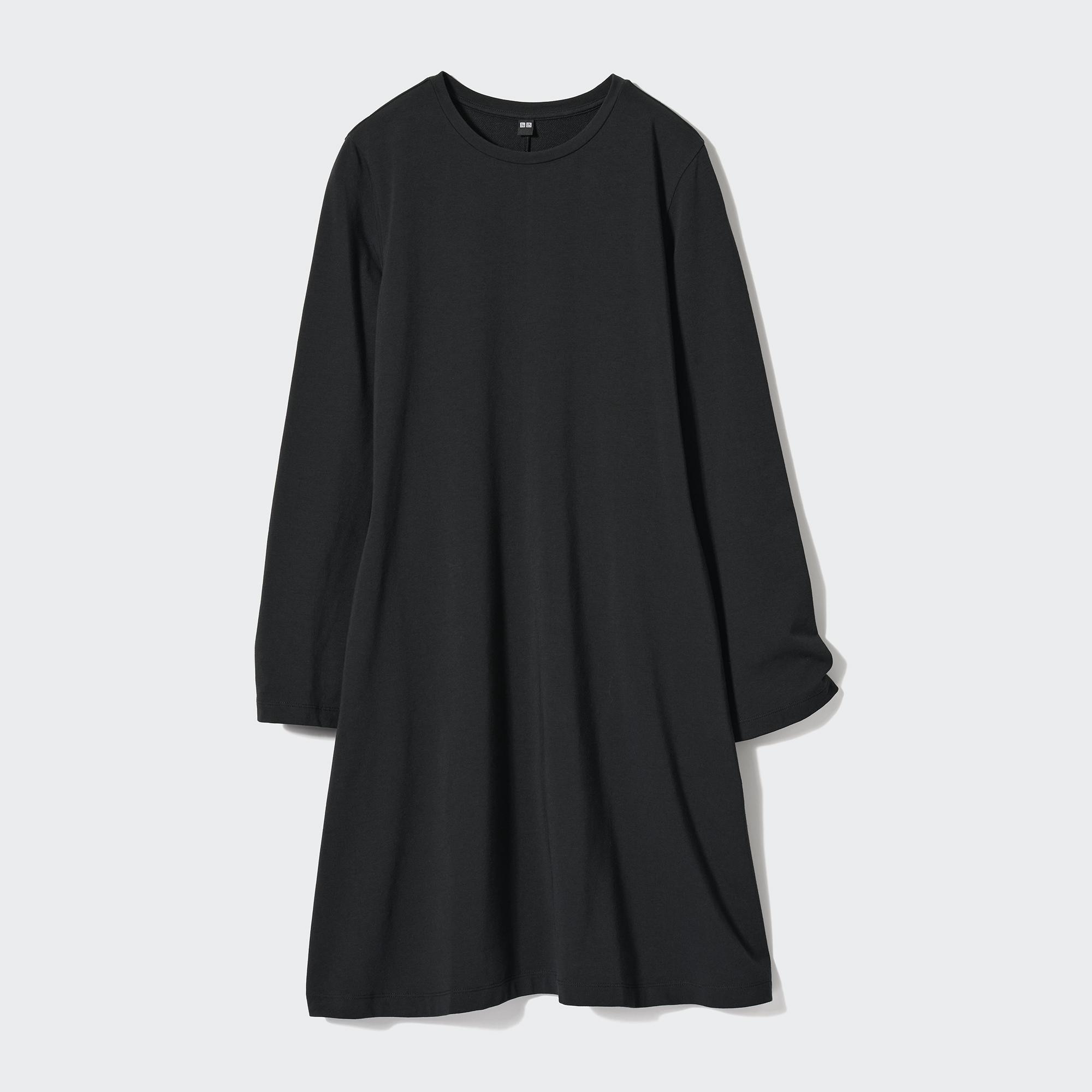 UNIQLO Cotton Blend Flared Mini Dress Siyah | 284-SHBXKY